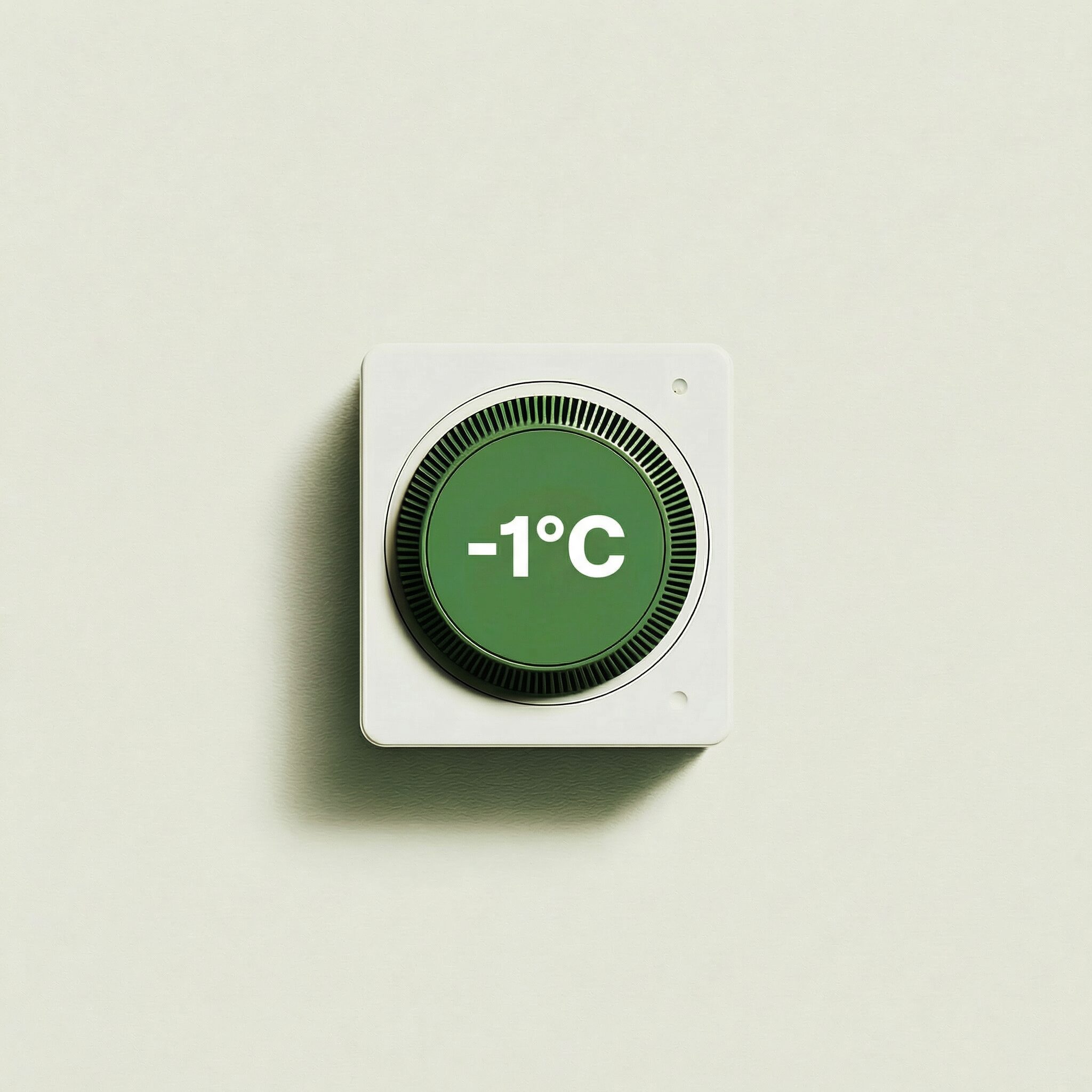 Thermostat numérique blanc affichant une température de -1°C sur un écran vert.